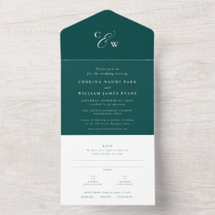 Elegant initialer mörk teal bröllop