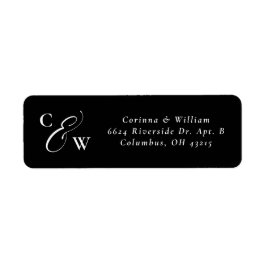 Elegant initialer svartvit bröllop adress returadress etikett