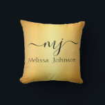 Elegant initialer vid guld kudde<br><div class="desc">En elegant men enkel visning eller ditt namn på glansigt guld,  redigera brev (mellan rutor) och namn</div>