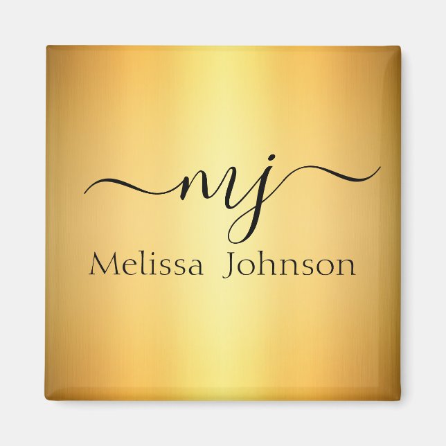 Elegant initialer vid guld magnet (Framsidan)
