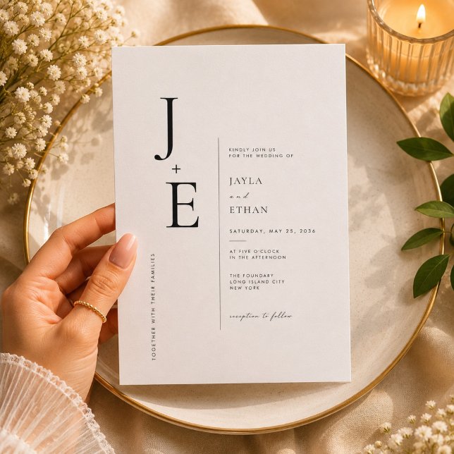 Elegant initialmonogram bröllop inbjudningar (Skapare uppladdad)