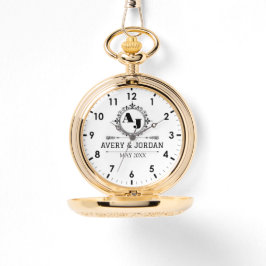 Elegant Initials White black Luxury Monogram Armbandsur