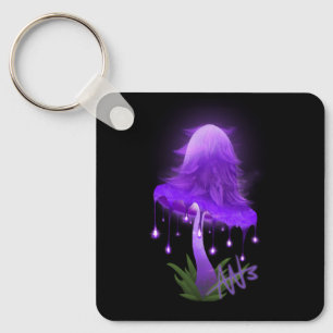 Elegant Inky Cap Glowing Lila Mushroom metall Nyckelring