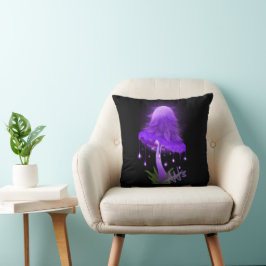 Elegant Inky Cap Glowing Lila Mushroom Pillow Kudde