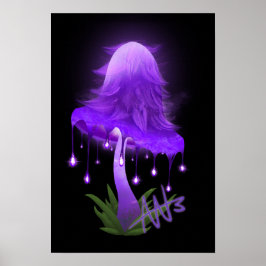 Elegant Inky Cap Glowing Lila Mushroom Poster