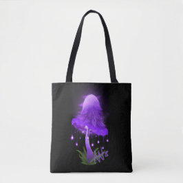 Elegant Inky Cap Glowing Lila Mushroom Tote Bag Tygkasse