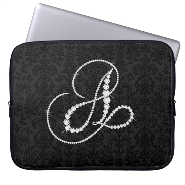 Elegant Inledande A mousserande diamanter-Monogram Laptop Sleeve (Framsidan)