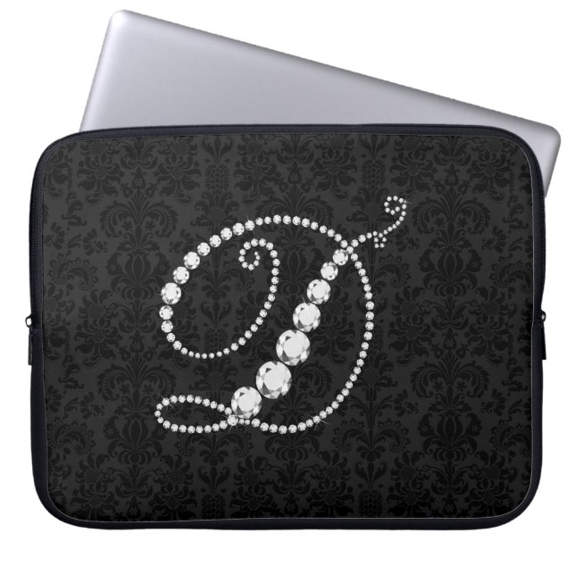 Elegant Inledande D-mousserande diamanter-Monogram Laptop Fodral (Framsidan)