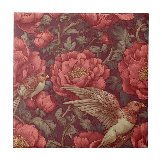 Elegant Inredingsdesign Peonies Ceramic Tiles Kakelplatta (Framsidan)