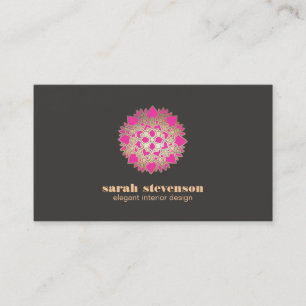 Elegant Inredingsdesign Rosa Lotus Affärskort Visitkort