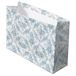 Elegant inristad blått- och vitblommigt Toile