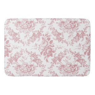 Elegant inristad rosa- och vitblommigt Toile Badrumsmatta