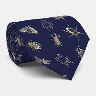 elegant insektrare mönster på mörk blått slips