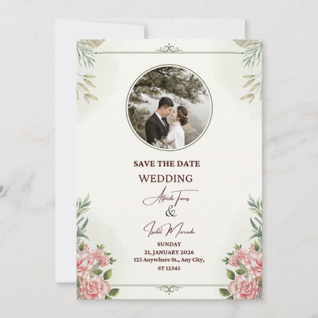 Elegant inspirational wedding card julkort (Framsida)