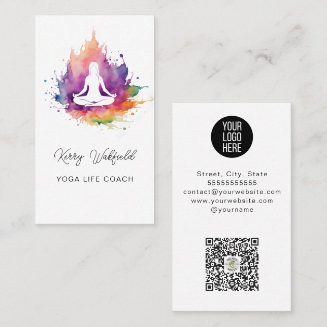 elegant inspirerande Life Yoga Coach Hälsa Visitkort (Fram/baksida)