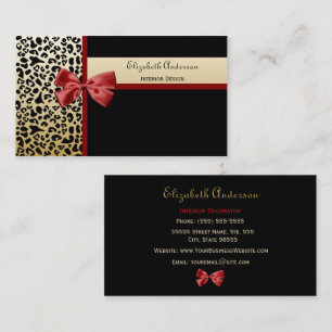 Elegant interiördesign Svart och guld leopard Visitkort