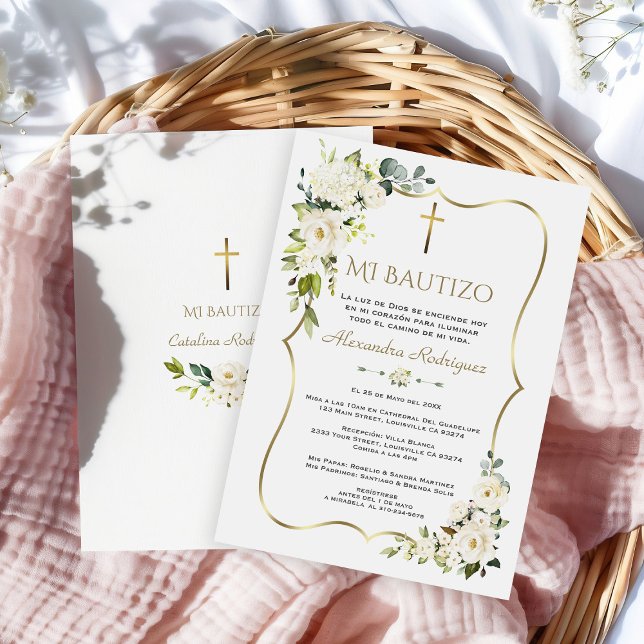 Elegant Invacion De Bautizo Con Flores Baptism Inbjudningar (Skapare uppladdad)