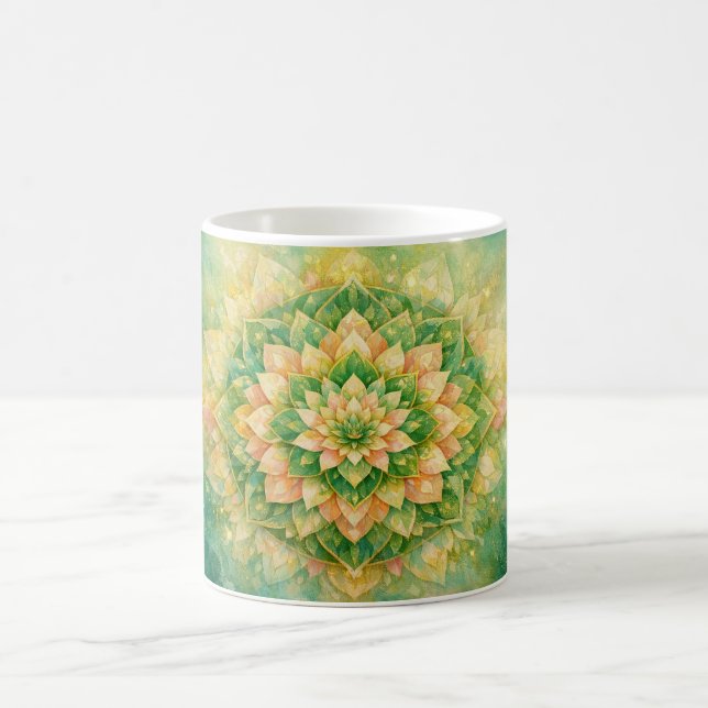 Elegant invecklad blomster-mandalakonst kaffemugg (Center)