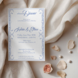 Elegant Invitation till Övningsmiddag – Blå Ros F Inbjudningar