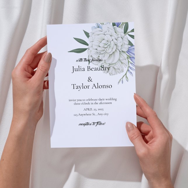 Elegant Invitation with One Big White Rose | Minim Inbjudningar (Skapare uppladdad)