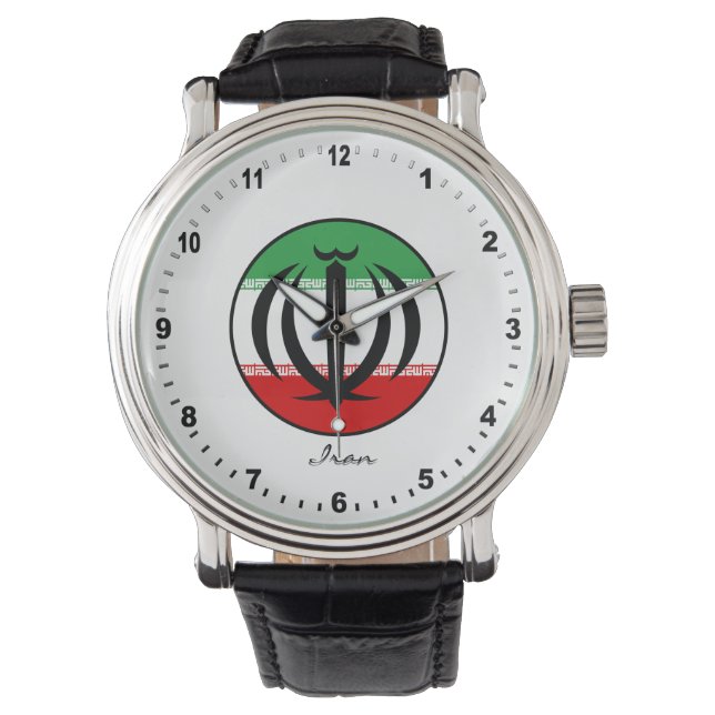 Elegant Iran Watch & Iranian Flagga/Teheran Armbandsur (Framsida)