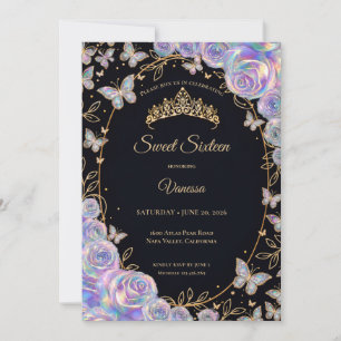 Elegant Iridescent Blommig Sweet 16 Inbjudningar