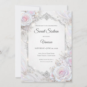 Elegant Iridescent Blommig Sweet 16 Inbjudningar