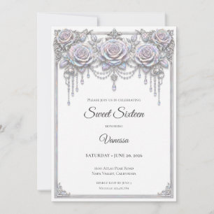 Elegant Iridescent Blommig Sweet 16 Inbjudningar