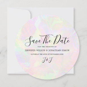 Elegant Iridescent Faux HoloGraph Modern Spara Datumet