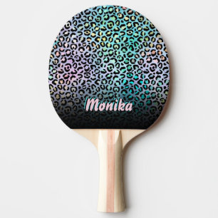 Elegant Iridescent Foil Glam Leopard 3D Monogram Pingisracket