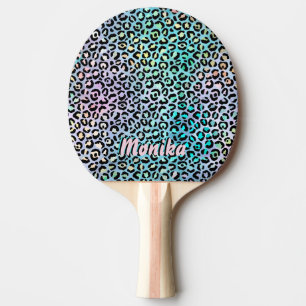 Elegant Iridescent Foil Glam Leopard 3D Monogram Pingisracket