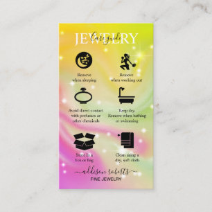 Elegant Iridescent Holograf Jewelry Care Visitkort