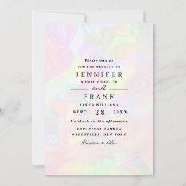 Elegant Iridescent Holograf Modern Bröllop Inbjudningar