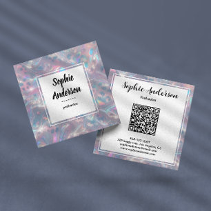 Elegant Iridescent Holografisk med Qr-kod Fyrkantigt Visitkort