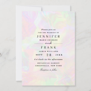Elegant Iridescent Holografisk Modern Bröllop Inbjudningar