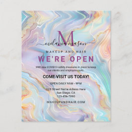 Elegant Iridescent Holografiskt agate Guld Marble Flygblad