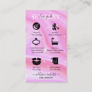Elegant Iridescent Hologram Jewelry Care Busi Visitkort