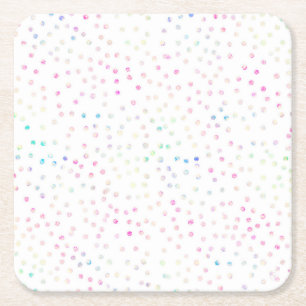Elegant Iridescent konfetti prickar vit design Underlägg Papper Kvadrat