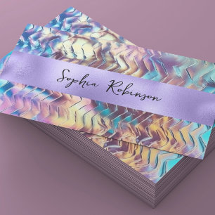 Elegant Iridescent och Lila Foil-Affärskort Rabattkort