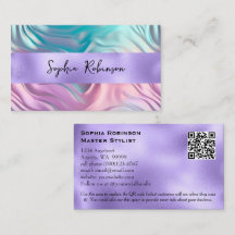 Elegant Iridescent och Lila Foil-Affärskort