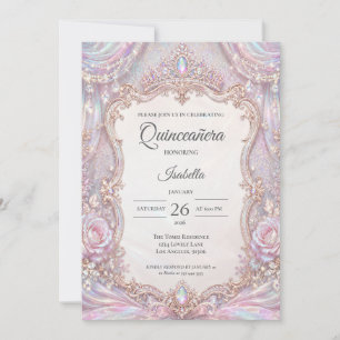 Elegant Iridescent Princess Quinceañera Inbjudningar