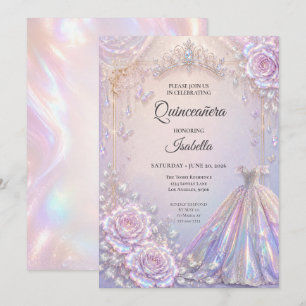 Elegant Iridescent Princess Quinceañera Inbjudningar