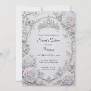 Elegant Iridescent Prinsessa Sweet 16 Inbjudningar