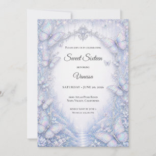 Elegant Iridescent Prinsessa Sweet 16 Inbjudningar