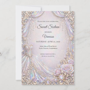 Elegant Iridescent Prinsessa Sweet 16 Inbjudningar