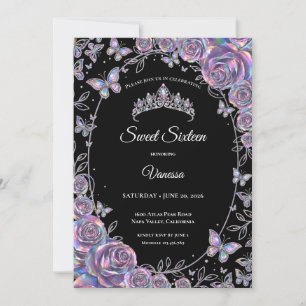 Elegant Iridescerande Blommig Sweet 16 Inbjudningar
