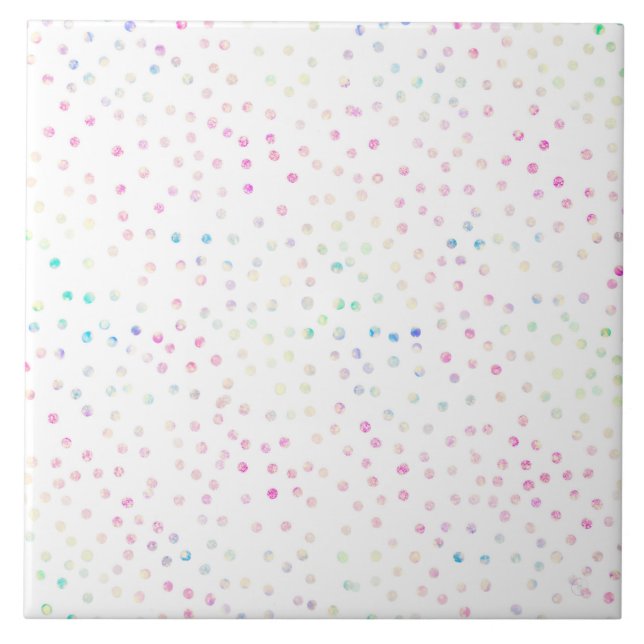 Elegant Iridiscent Glitter Dots White Design Kakelplatta (Framsidan)