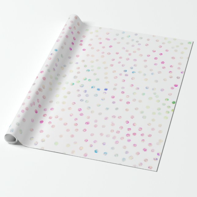 Elegant Iridiscent Glitter Dots White Design Presentpapper (Utrullad)