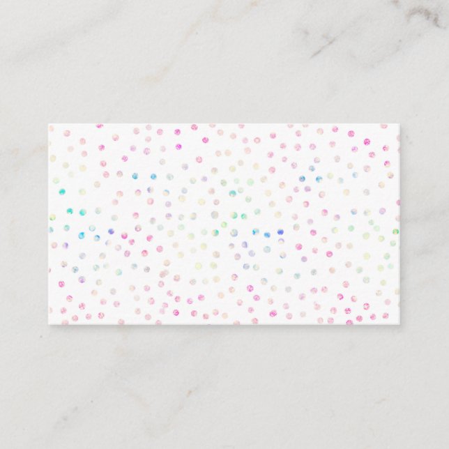 Elegant Iridiscent Glitter Dots White Design Visitkort (Framsida)