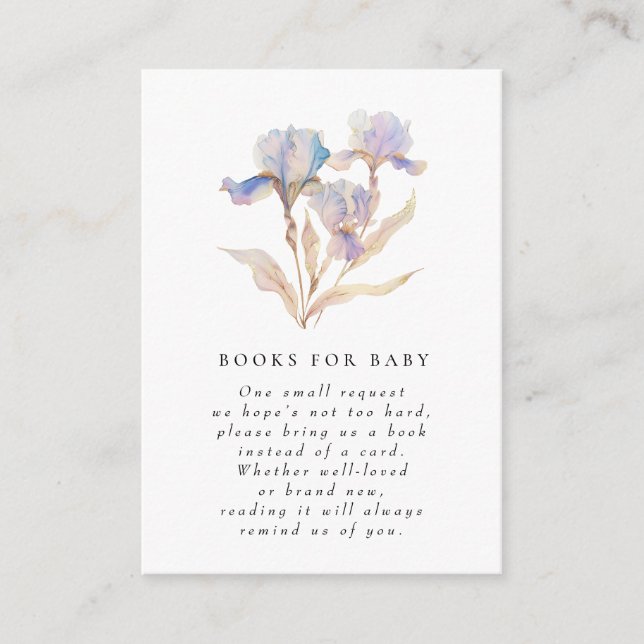 Elegant Iris Baby Shower Bokförfrågan Tilläggskort (Framsida)